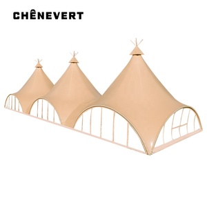 Triplet đôi-đỉnh lều ngoài trời sang trọng vải Safari teepee glamping lều cho nhà hàng và Bar lớn khung teepee glamping - Product Image 4