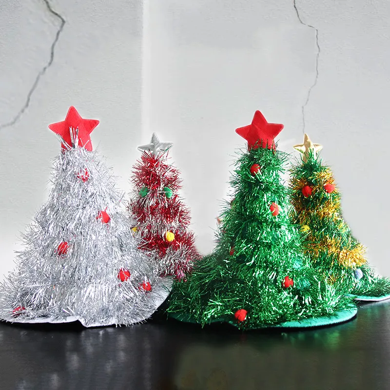Decoracion Natal Led Natal Iluminado Hat Tree Shaped Hat Light Up Chapéus De Natal Para Crianças
