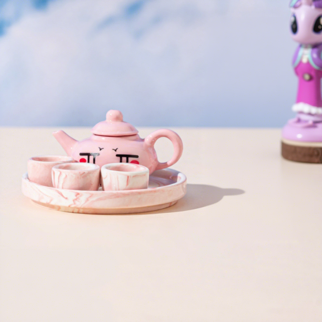 Pink-diy acacia tea tray gift box set