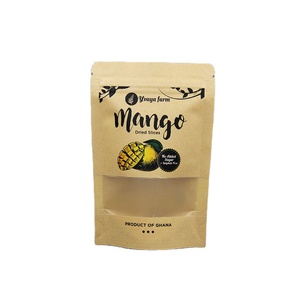 Giấy kraft nâu đứng lên túi thực phẩm snack bao bì túi khóa kéo doypack có cửa sổ rõ ràng cho đậu và hạt giống - Product Image 1