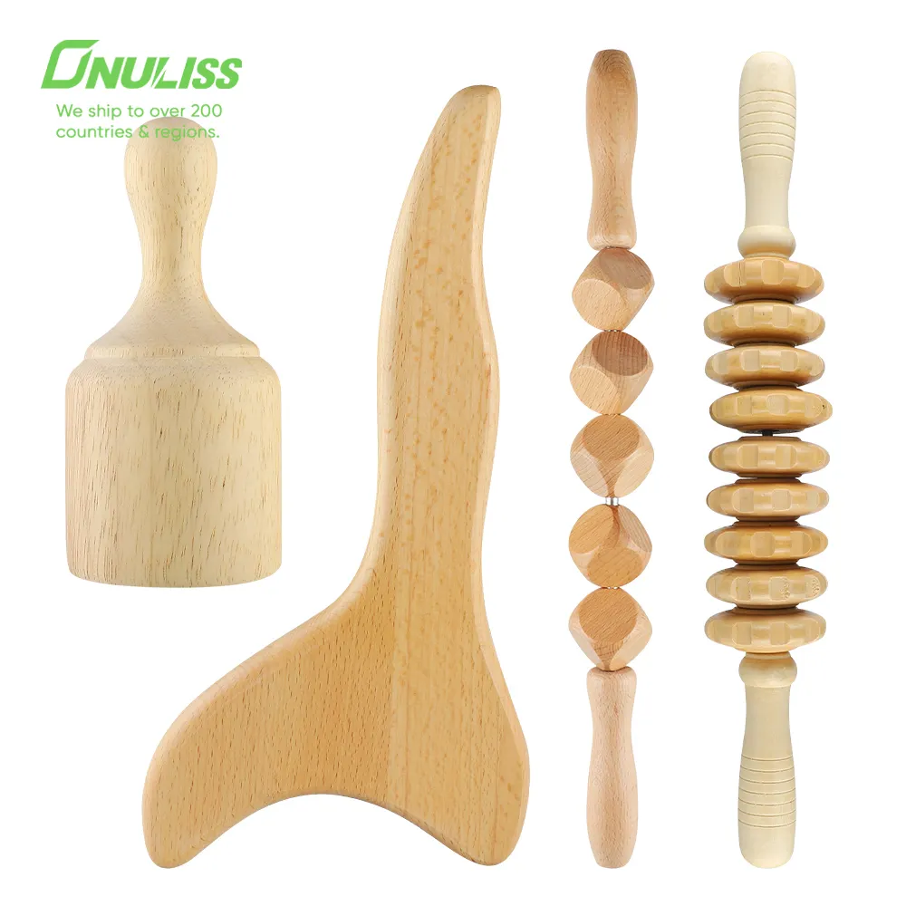 Hout Therapie Massage Gereedschap Houten Roller Lymfatische Kit Voor Body Beeldhouwen Anti Cellulite