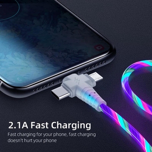 สายชาร์จไฟส่องสว่าง3-in-1สำหรับ Samsung 2-in-1 LED Micro USB Type C 8-Pin สำหรับสายข้อมูล iPhone - Product Image 3