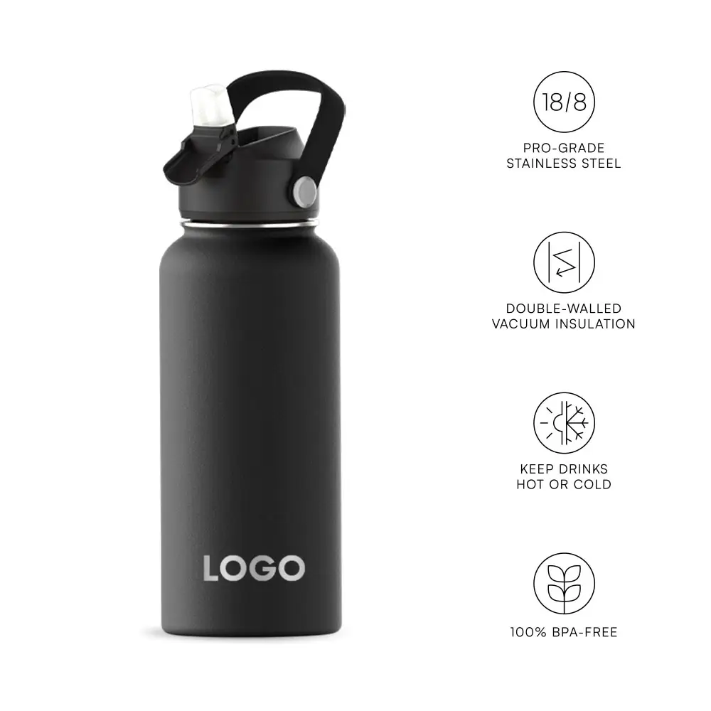 Botella de agua de acero inoxidable con muestra gratis para deportes al aire libre Logotipo personalizado de acero inoxidable aceptable