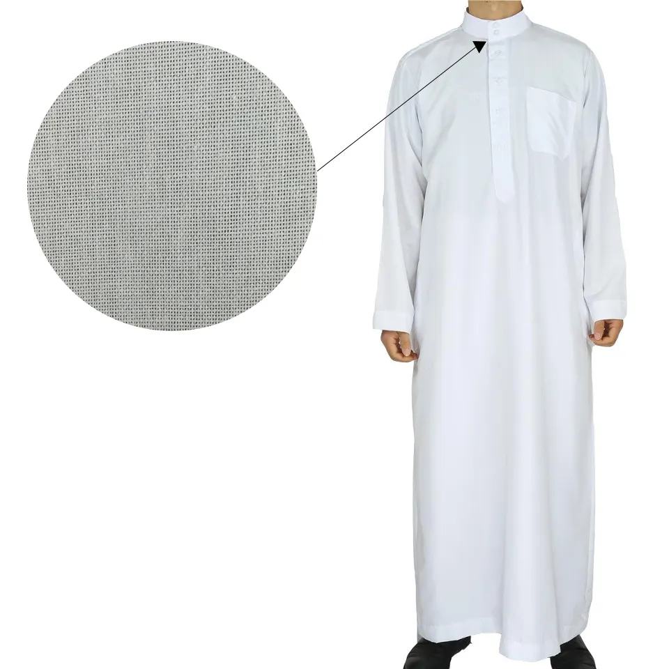 Vendita diretta in fabbrica abbigliamento musulmano bianco singolo lato fusibile Arabia Thobe Interlining