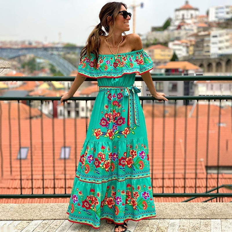 Green Peasant Dress