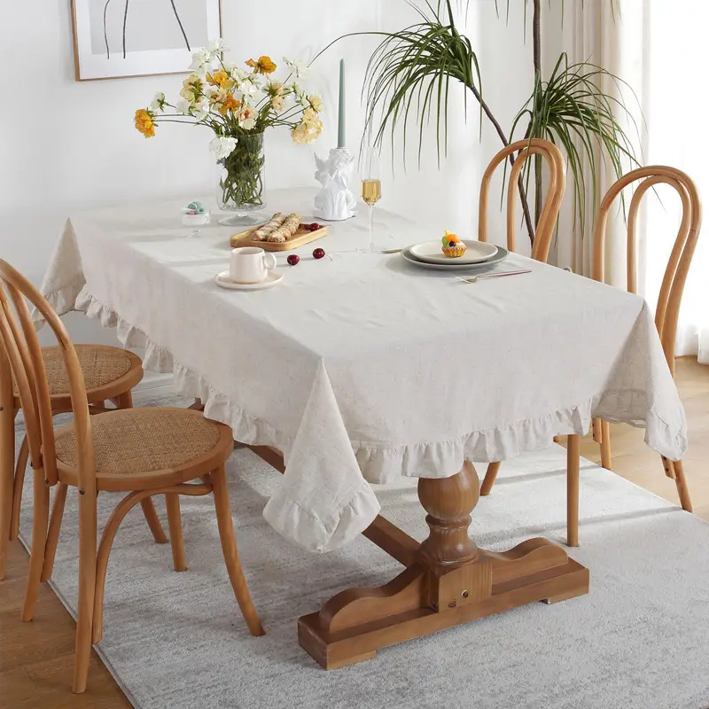2022 yeni stil masa örtüsü özel pamuklu kumaş masa örtüsü yıkanabilir beyaz masa örtüsü düğün için parti yemek dekorasyon