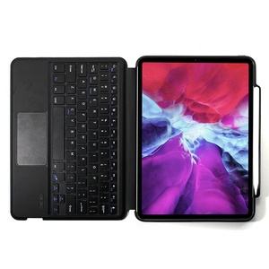 Recentes Virar À Prova de Choque PU Lápis de Couro Titular Caso Capa Tablet Teclado Sem Fio <span class=keywords><strong>Touchpad</strong></span> iPad Caso Pro Teclado