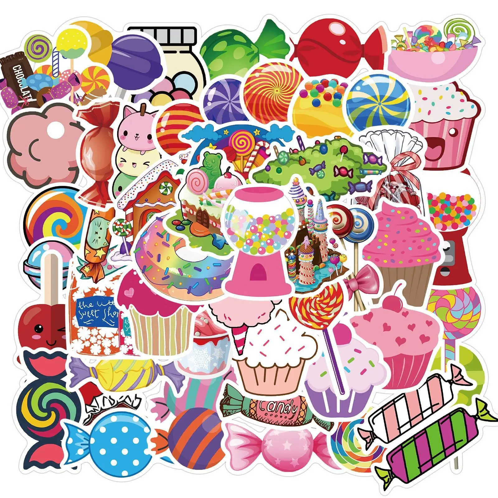 50 Stuks Kleurrijke Schattige Suger Snoep Zoete Lolly Cake Decor Sticker Meisje Kinderen Geschenken Thuis Laptop Eten Mooie Stickers