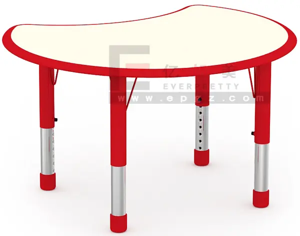 Nursery Classroom Furniture Adjustable Moon Shape Table For Kids