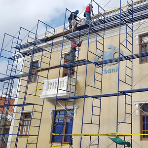 Eletricamente Levantado H-Frame Andaimes Q235 Plataforma De Construção De Aço Escalada Quadro Anexado Andaime