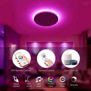 LED müzik tavan lambası hoparlör akıllı APP kontrolü 32W RGB kısılabilir yuvarlak montaj aydınlatma yatak odası banyo için - Product Image 2