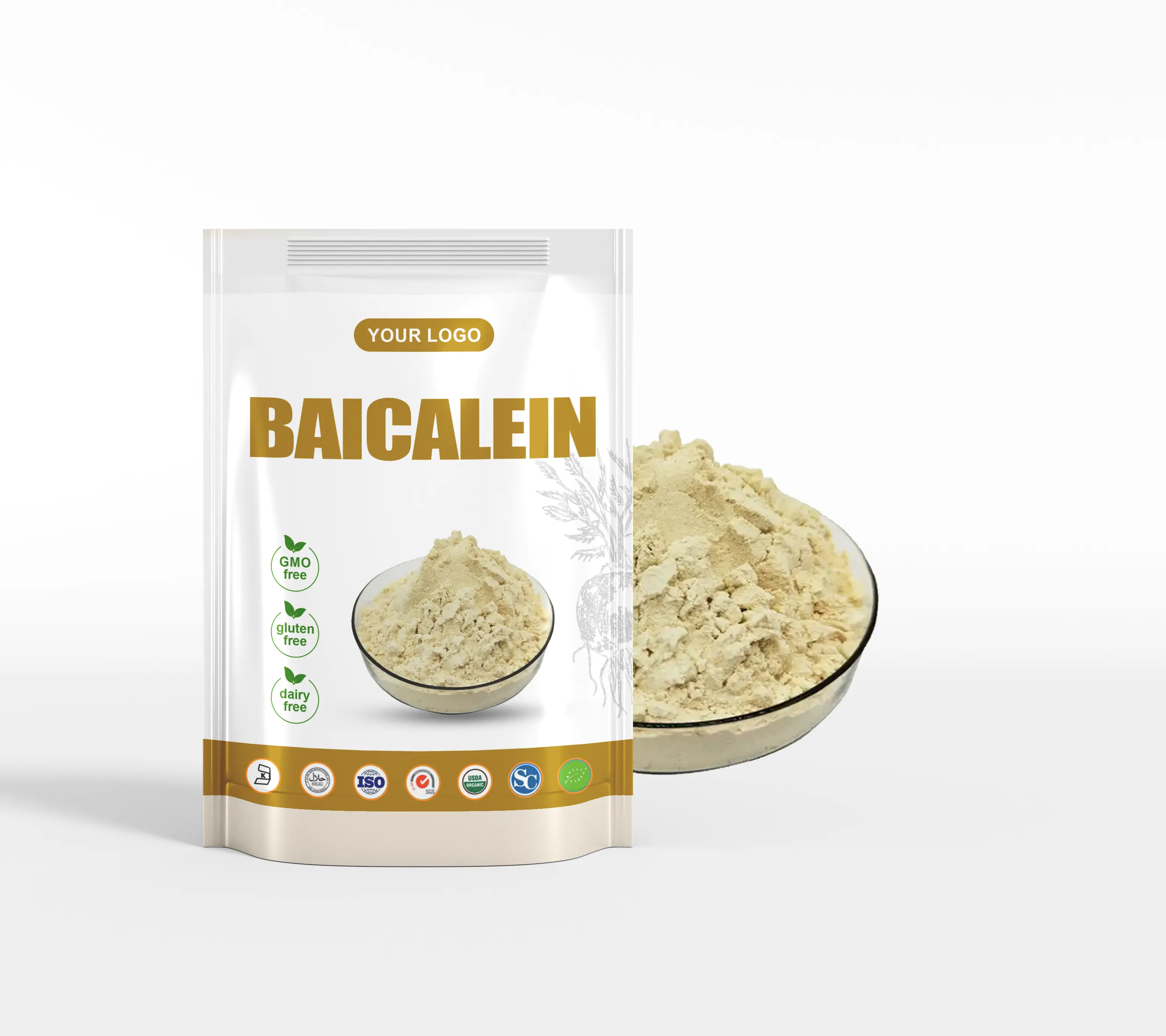 Groothandelsprijs China Baicalein 98% Baicalensis Wortel Extract Food Grade Baicalein Poeder