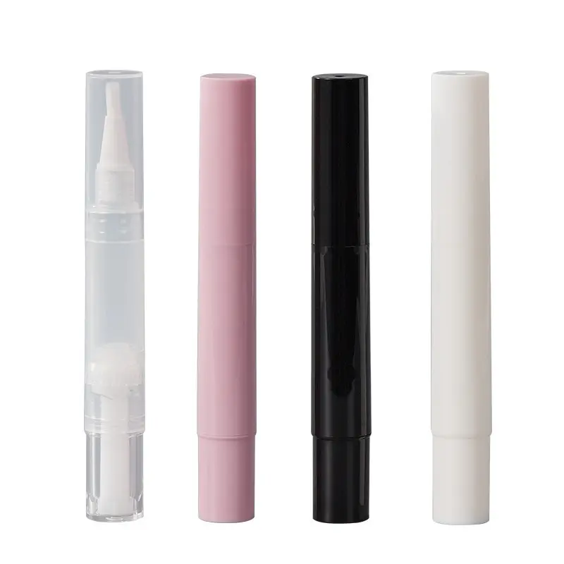 Tubo de envase cosmético vacío de 5ml, pluma giratoria de aceite para cutículas rosa con aplicador de cepillo para blanqueamiento dental