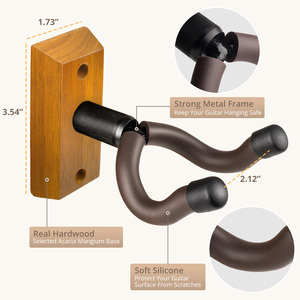 Commercio all'ingrosso semplice legno regolabile chitarra acustica gancio a parete supporto OEM appendiabiti da parete per strumenti a corda per chitarra