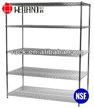 800lbs Loading Weight Per Steel Shelf 5 Tiers NSF Metro Office Industrial Storage Racking Wire Metal Shelving in Chrome Finish