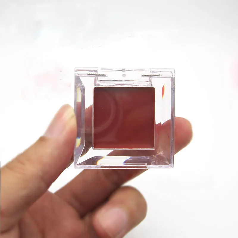 Logotipo personalizado de plástico transparente Mini maquillaje cosmético de embalaje cuadrado vacío presionado polvo compacto de caso