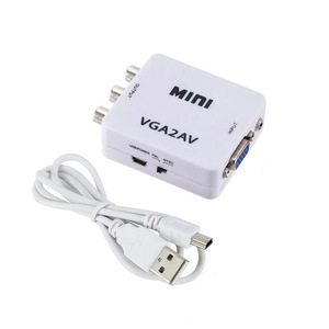 1080P VGA2AV CVBS RCA迷你视频盒，带3.5毫米音频输入VGA至AV 3RCA转换器适配器，适用于台式笔记本电脑至电视显示器 - Product Image 5