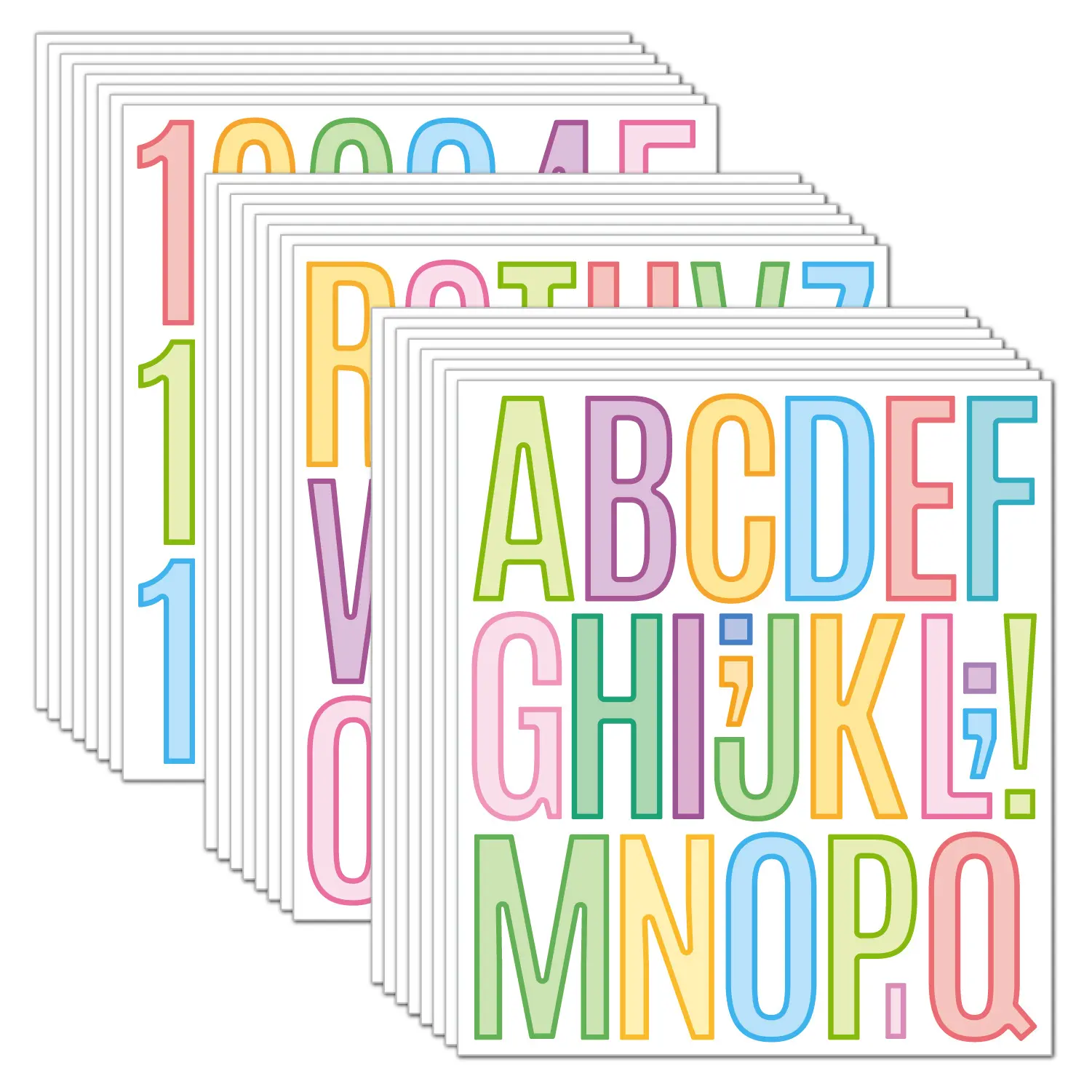 Pegatinas de letras y números de vinilo autoadhesivas coloridas de 3 pulgadas, decoraciones en inglés del alfabeto de PVC impermeables para buzón