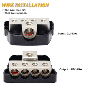 0/<strong>2</strong>/<strong>4</strong> AWG Gauge <strong>Input</strong> <strong>4</strong>/8/10 Gauge <strong>Output</strong> Amp Ground <strong>4</strong> Way 12 Volt Power Distribution Block <strong>Splitter</strong> for Boat Marine RV Auto - Product Image 3
