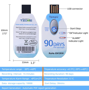 USB <strong>Temperature</strong> <strong>Data</strong> <strong>Logger</strong> <strong>Temperature</strong>&amp;Humidity <strong>Data</strong> <strong>Logger</strong> Single Use PDF Report USB Port 10000 Points 30/60/90 Days - Product Image 5