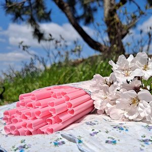 7mm PPクリエイティブハート型ピンクストロー工場卸売