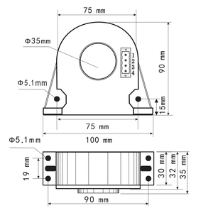 Misurazione corrente 35mm AC/DC sensore corrente trasmettitore ingresso AC5mA ~ 1000A uscita 1V 2V 5V 10V DC0 ~ 20mA DC4 ~ 20mA