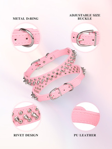 Collar fuerte con remaches para mascotas, cadena ajustable para perros grandes, diseño impermeable a la moda, collares con remaches de patrón sólido - Product Image 3