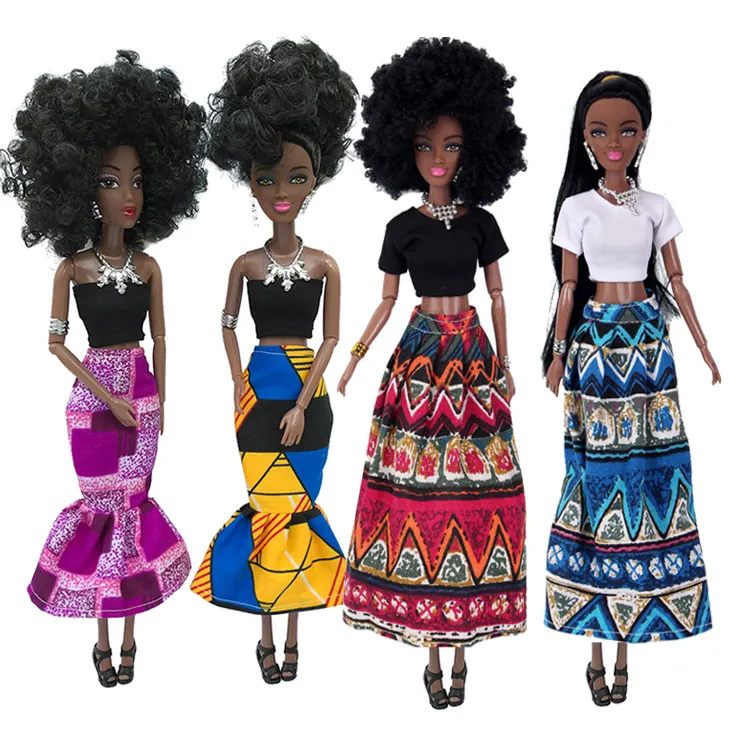 Nouveau 30cm noir africain 11 poupée articulée avec peau noire pour hommes et femmes couples givré mat corps poupée jouet
