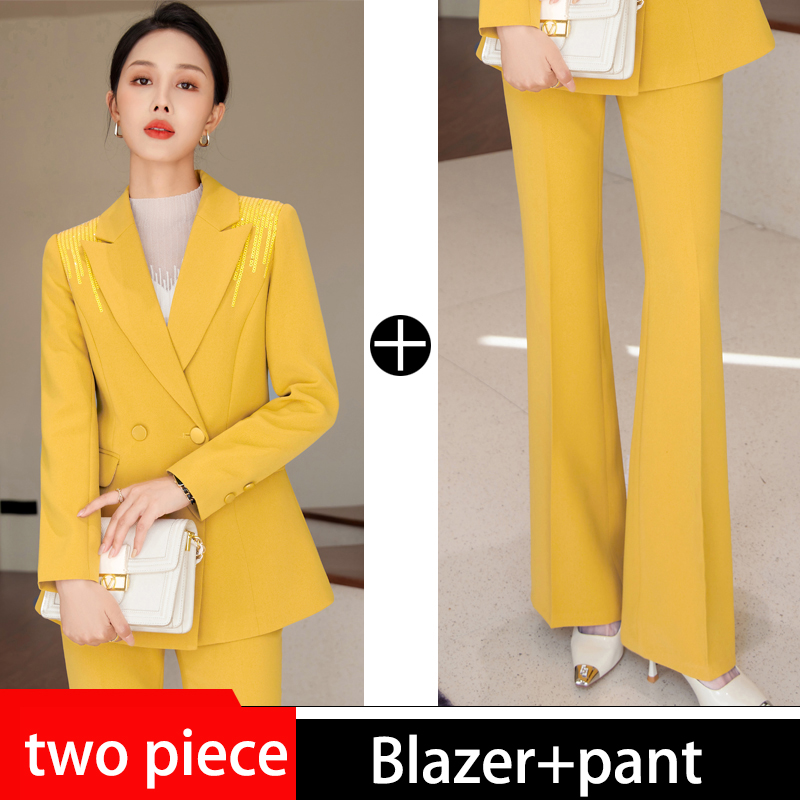 Blazer amarillo + pantalón