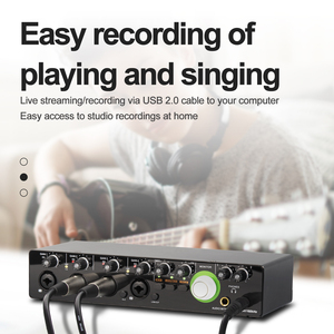 Tarjeta de Sonido Profesional de 4 canales de alta calidad, interfaz de Audio de 24 bits y 192KHz y tarjeta de sonido USB para grabación de estudio - Product Image 4