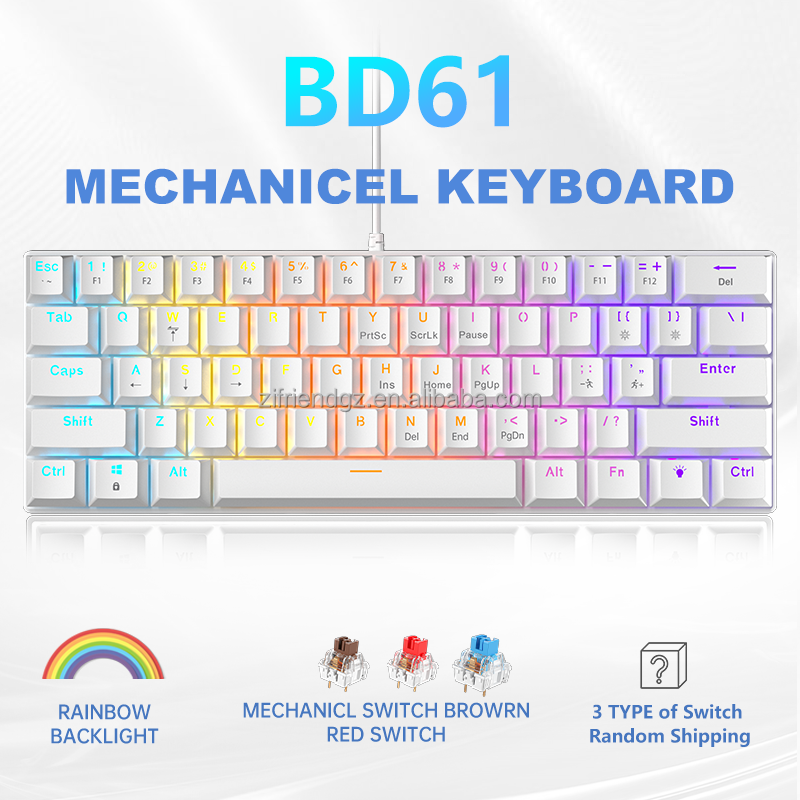 BD61-White-Rainbow light-61Keys