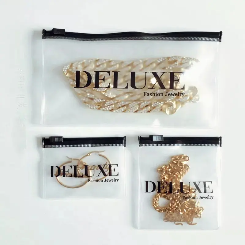 Индивидуальный пластиковый пакет с логотипом, прозрачные матовые карманные сумки для ювелирных украшений на молнии, маленькие упаковочные сумки для ювелирных украшений, ПВХ мешочек для ювелирных изделий