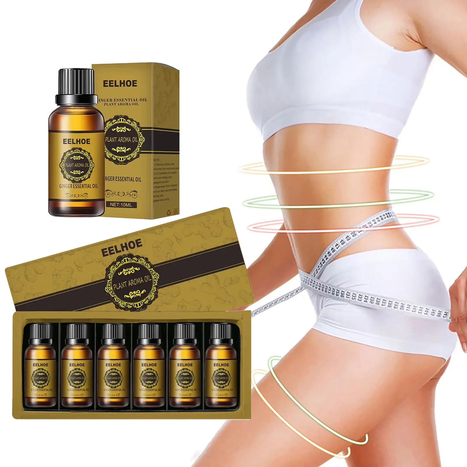 Set di oli essenziali Anti Cellulite per la cura della pelle allo zenzero naturale etichetta privata