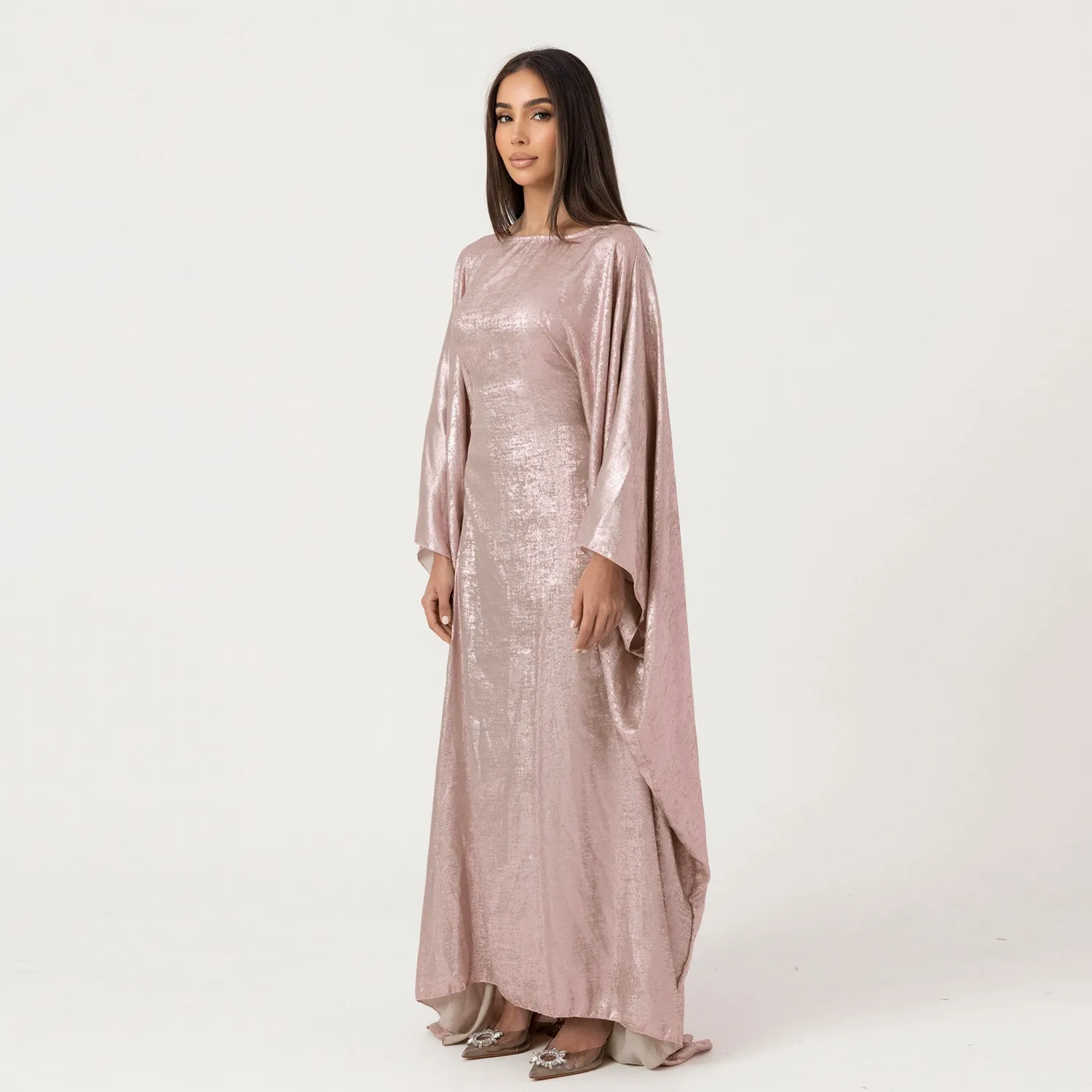 Robe Kaftan en soie Thobe Modest Prom Pink Glisten Abaya Enfant Khamis Arab Islamic Clothing