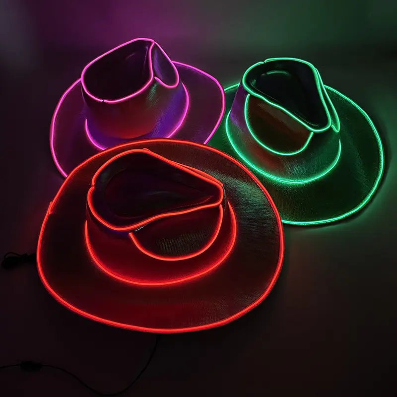 Sombrero de vaquero con luces, sombrero LED intermitente, con luces LED sombrero de vaquero, sombrero de vaquero para disfraz de vaquero occidental, juego de rol