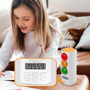 Bulk Order Modern Round Traffic <strong>Light</strong> <strong>LCD</strong> Display <strong>Timer</strong> for Kids Countdown Alarm with Visual Effect Plastic Material