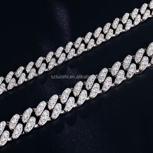 925 Sterling Silver Pass <strong>8mm</strong> 7in to 24in Ited Cut D Color Moissanite Diamond Tester Miami Bracelet Necklace Men Cuban Link <strong>Chain</strong> - Product Image 1