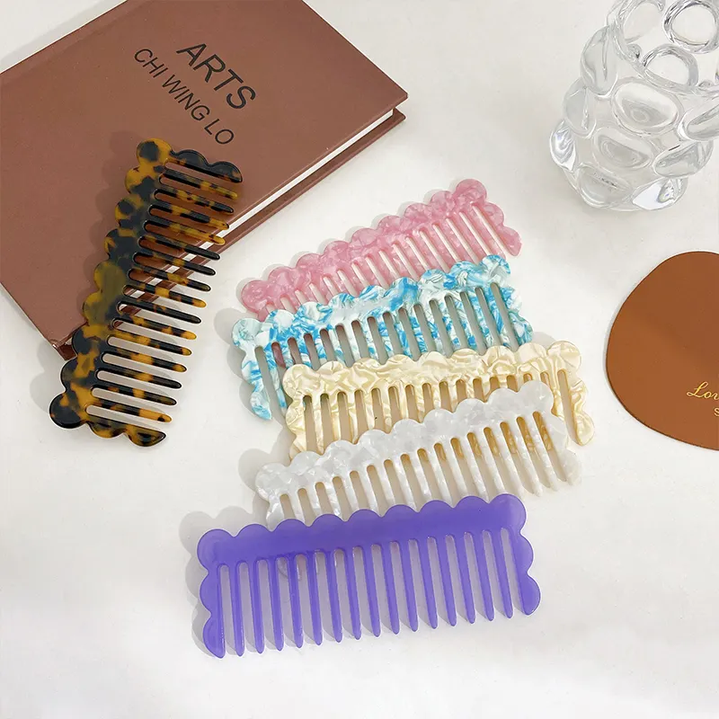 DOWELL high quality fine tooth female color marbling retro hair 4mm thickness custom comb with logo