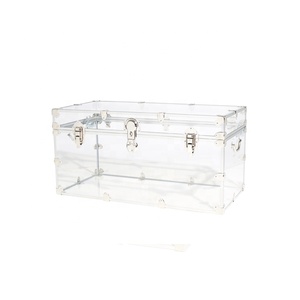 Toptan akrilik gövde kilit depolama gövde Lucite mobilya dekorasyonu şık sehpa temizle - Product Image 5
