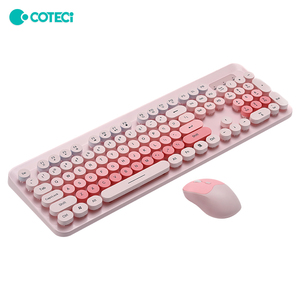 Coteci Cắm Và Chơi Fn Đa Phương Tiện Phím Đa Phím Chống Ma ABS Dễ Thương Màu Hồng <span class=keywords><strong>2.4Ghz</strong></span> Bàn Phím Không Dây Chuột Combo Cho Văn Phòng Sử Dụng - Product Image 1