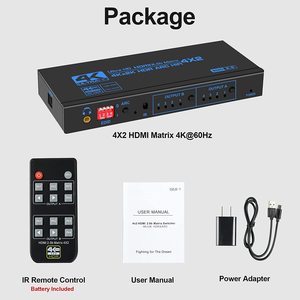 4K <strong>HDMI</strong> <strong>Matrix</strong> 4x2 <strong>4</strong> in <strong>2</strong> Out HDMI2.0 Audio Extractor Switch Splitter with Optical Toslink SPDIF+Coaxial+3.5mm ARC Audio - Product Image 5