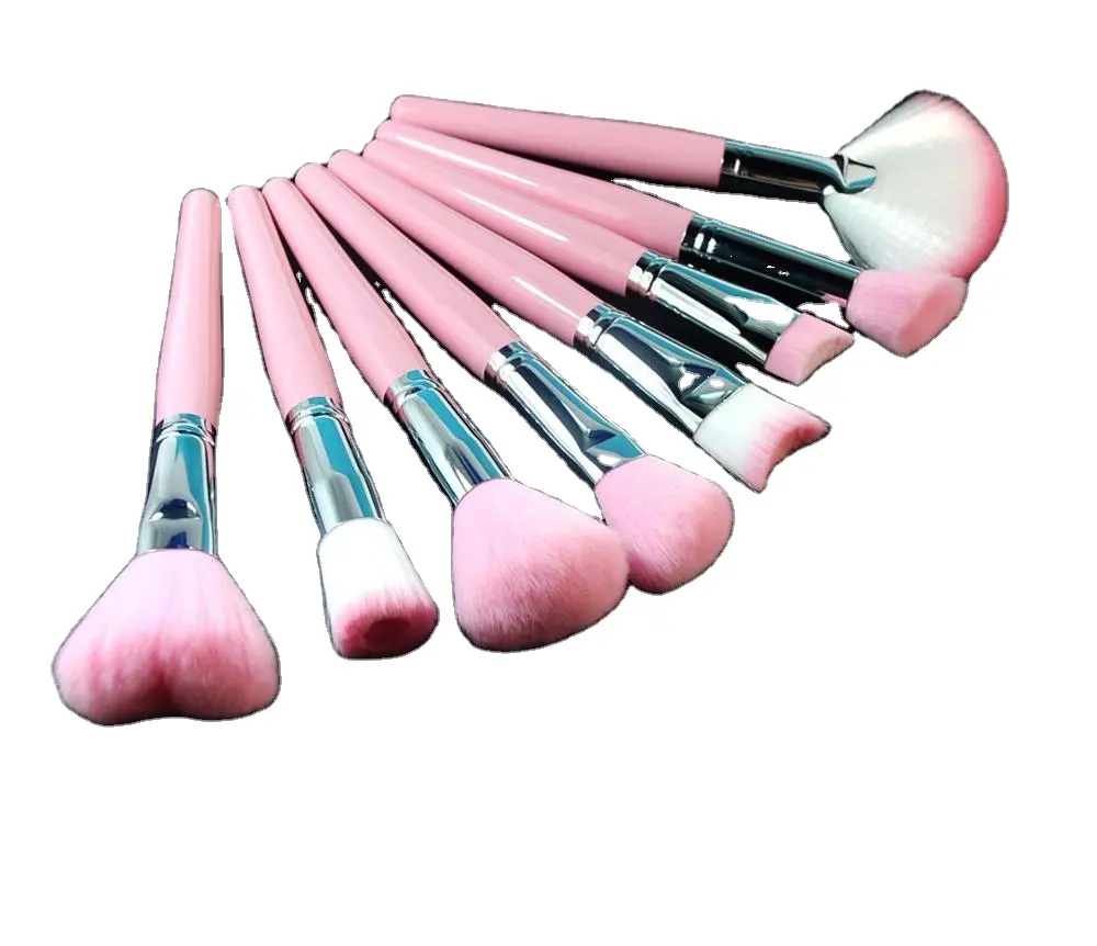 Conjunto de pincéis de maquiagem de melhor qualidade OEM/ODM de fábrica com cabo de madeira rosa conjunto de pincéis de maquiagem cosméticos para cabelos sintéticos brancos