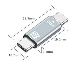 USB-C USB 3.1 40Gbpsアダプターオスおよびオス-オスUSB4アダプターforMacbook Pro Air for Dell ThunderboltラップトップおよびタイプCデータ - Product Image 3