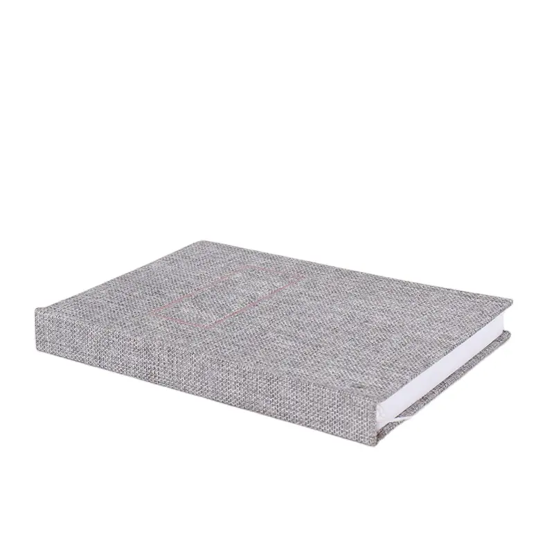 Cuaderno de tela de seda personalizada, cuaderno de cubierta dura de lino, tamaño A5, color gris, dorado y plateado, con forro de puntos