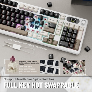 Attacco Shark X98pro Full-Key Hot Swappable guarnizione RGB programmazione personalizzata tre modalità Gamer Gaming tastiera meccanica - Product Image 4