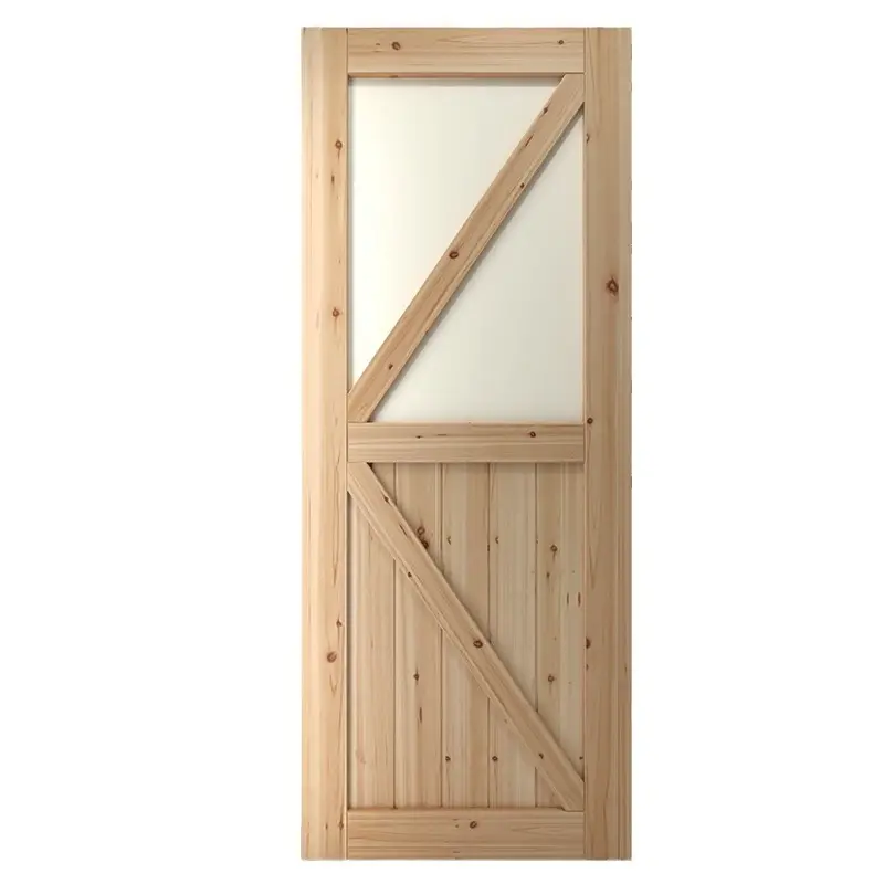 Panel de puerta de granero de vidrio grueso de 38mm-42mm, puerta corredera de madera maciza pura, sala de estar aislamiento acústico para, cerradura terminada