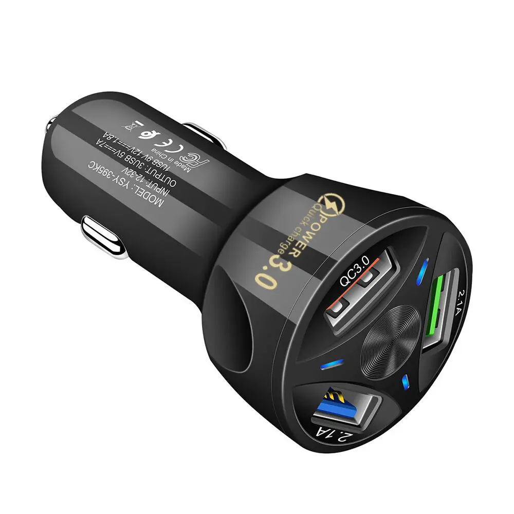 Cargador rápido UNIVERSAL para coche, dispositivo con 3 USB, 7A, QC 3,0, CHIP inteligente incorporado