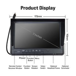 Generic Car <strong>Monitor</strong> DC and AV Connector 12V 24V <strong>LCD</strong> Video <strong>Recording</strong> Rearview Backup Reverse Parking Display 7 Inch Car <strong>Monitor</strong> - Product Image 6