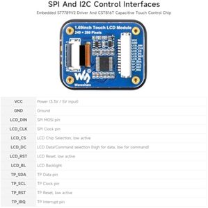 Aismartlink Waveshare 1.69inch Round LCD, Compatible with <strong>Raspberry</strong> <strong>Pi</strong> 5 240*280 Resolution, IPS, SPI and <strong>I2C</strong> Communication - Product Image 4