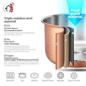 Chất lượng cao 10 cái tri-ply thép không gỉ đồng Chậu & Pan búa <span class=keywords><strong>Cookware</strong></span> Set với huýt sáo Ấm đun nước - Product Image 4